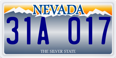 NV license plate 31A017