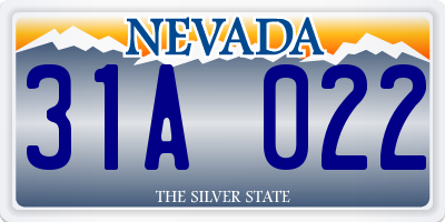 NV license plate 31A022