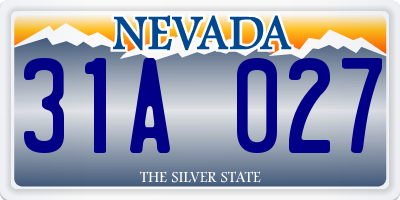 NV license plate 31A027