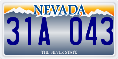 NV license plate 31A043