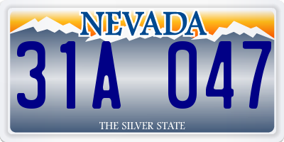 NV license plate 31A047