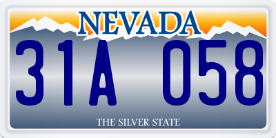 NV license plate 31A058