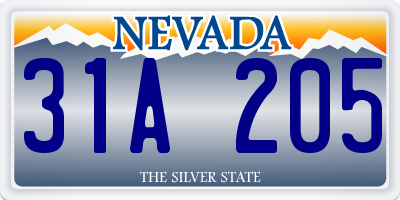 NV license plate 31A205