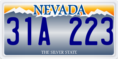 NV license plate 31A223