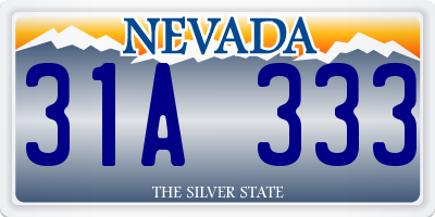 NV license plate 31A333