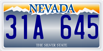 NV license plate 31A645