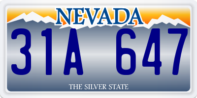 NV license plate 31A647