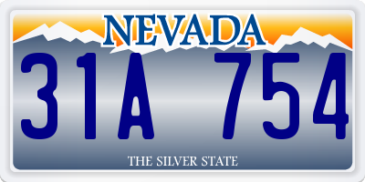 NV license plate 31A754