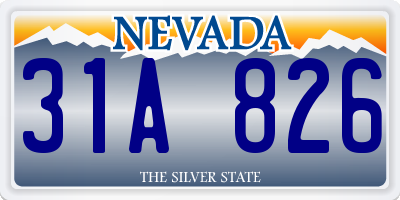 NV license plate 31A826