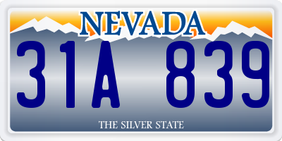 NV license plate 31A839