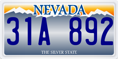 NV license plate 31A892