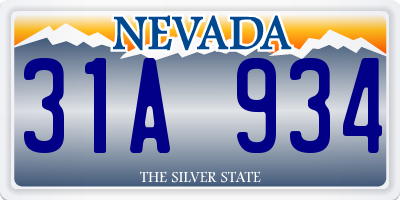 NV license plate 31A934