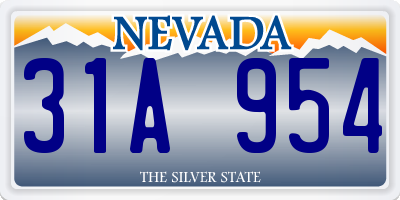 NV license plate 31A954