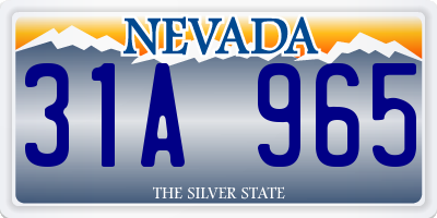 NV license plate 31A965