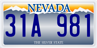 NV license plate 31A981