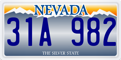 NV license plate 31A982