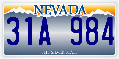 NV license plate 31A984