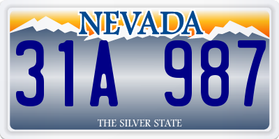 NV license plate 31A987