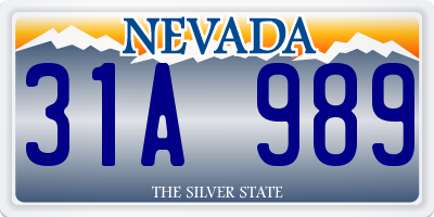 NV license plate 31A989