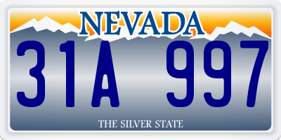 NV license plate 31A997