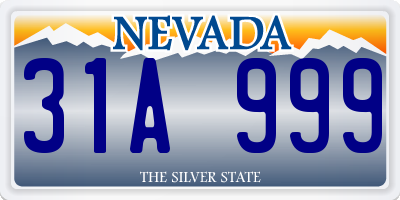 NV license plate 31A999