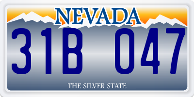 NV license plate 31B047