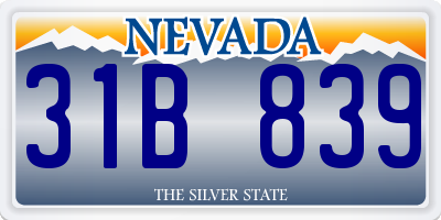 NV license plate 31B839