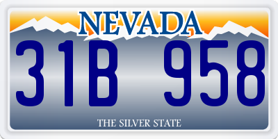 NV license plate 31B958