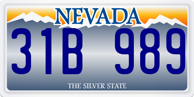 NV license plate 31B989