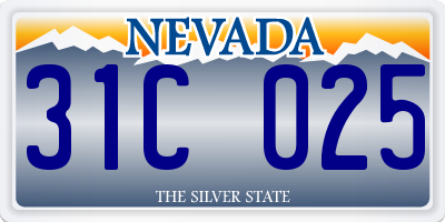 NV license plate 31C025