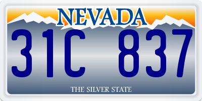 NV license plate 31C837