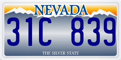 NV license plate 31C839