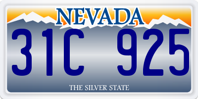 NV license plate 31C925