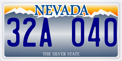 NV license plate 32A040