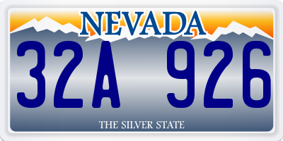 NV license plate 32A926