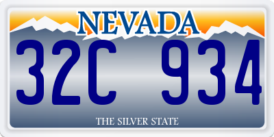 NV license plate 32C934