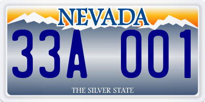 NV license plate 33A001