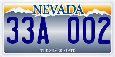 NV license plate 33A002