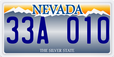 NV license plate 33A010