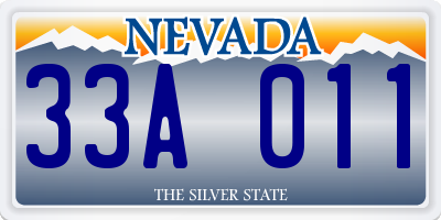 NV license plate 33A011