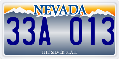 NV license plate 33A013