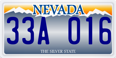 NV license plate 33A016