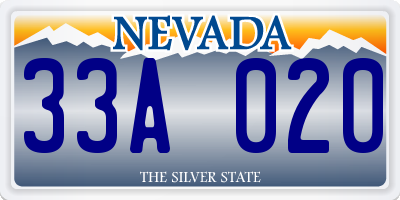 NV license plate 33A020