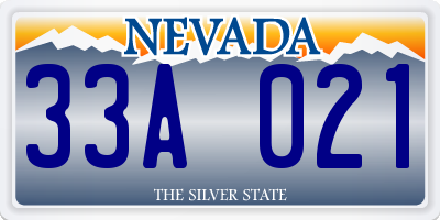 NV license plate 33A021