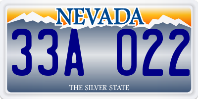 NV license plate 33A022