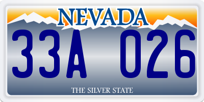 NV license plate 33A026