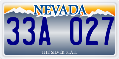 NV license plate 33A027