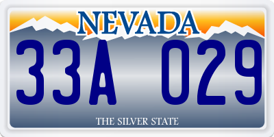 NV license plate 33A029