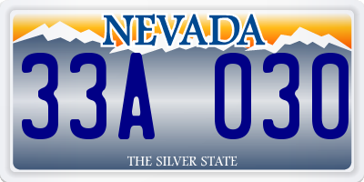 NV license plate 33A030