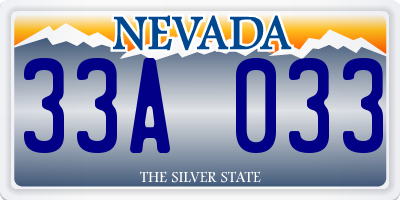 NV license plate 33A033